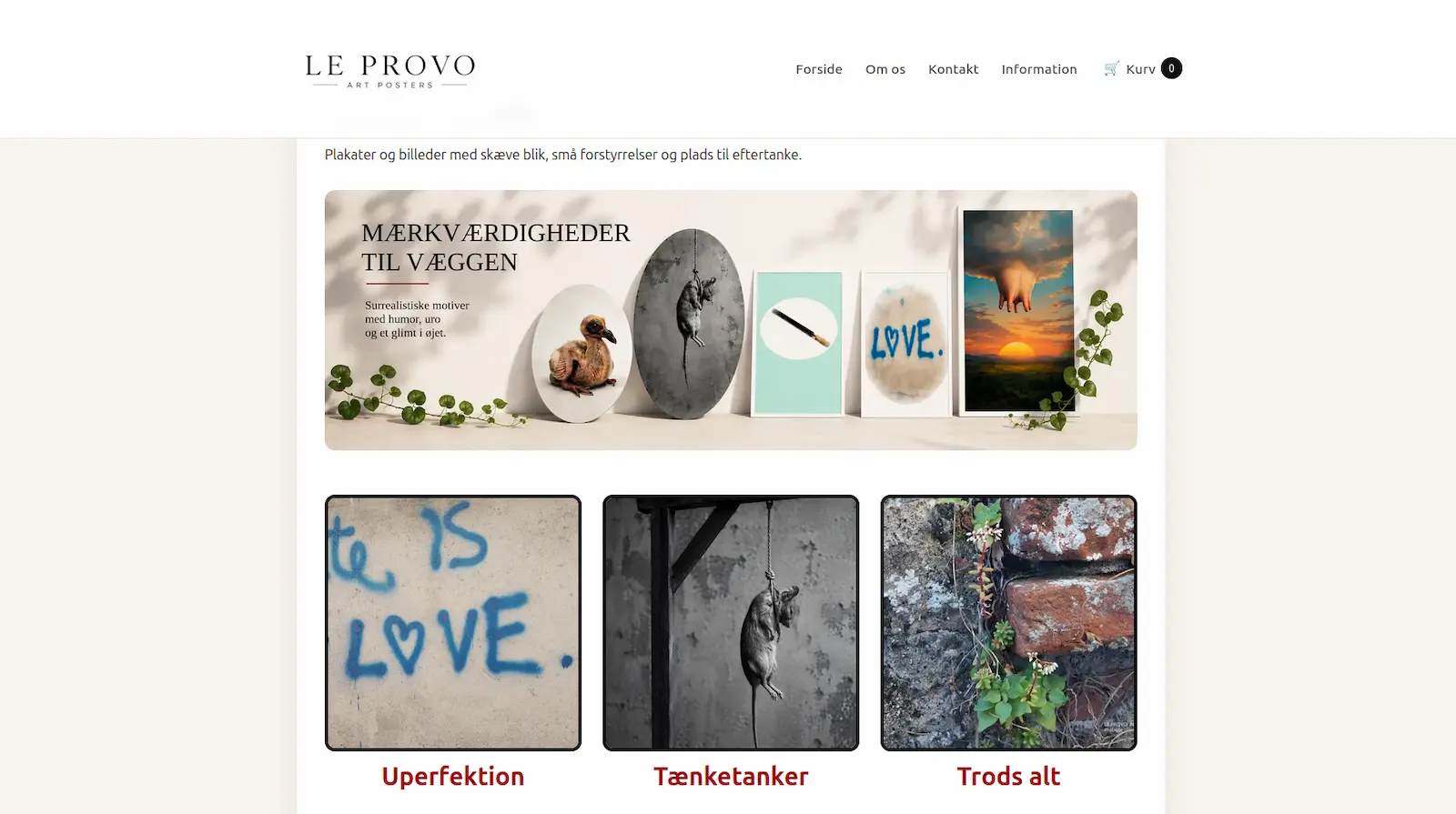 Screenshot of the Le Provo webshop