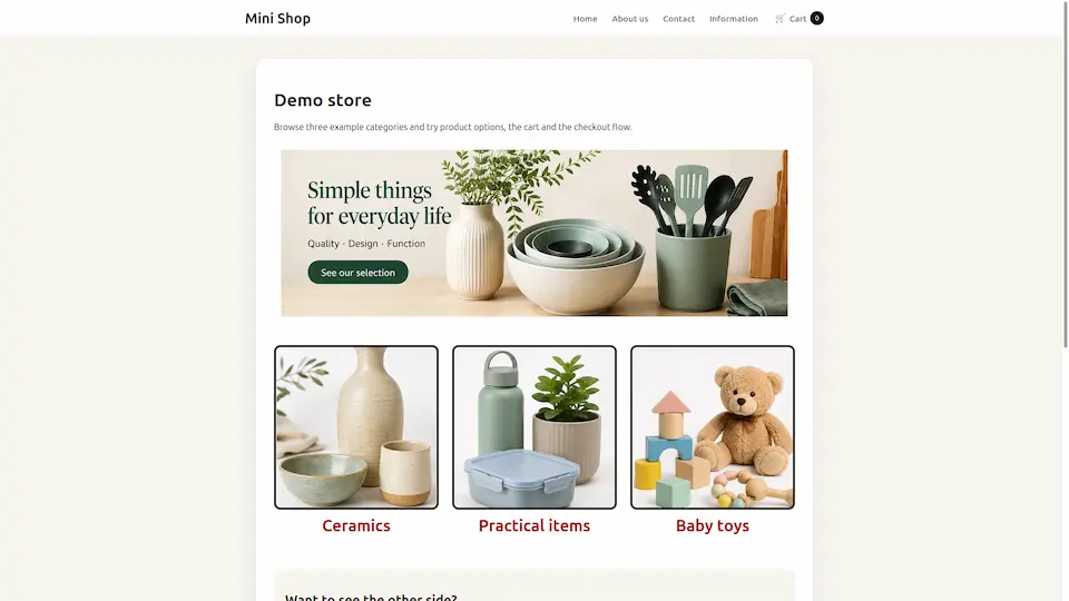 Screenshot of the OKI Shop webshop