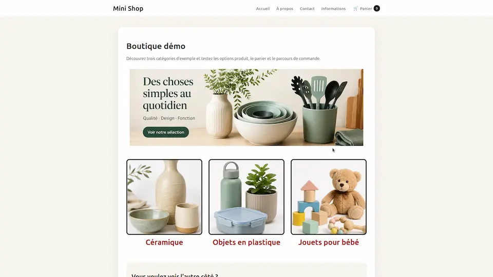 Capture d’écran de la boutique OKI Shop